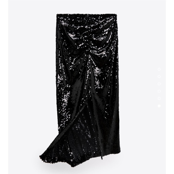 ZARA Ruched Sequin Skirt - Picture 9 of 12